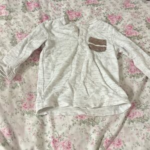 Cat & Jack Cream and Brown Long Sleeve Tee